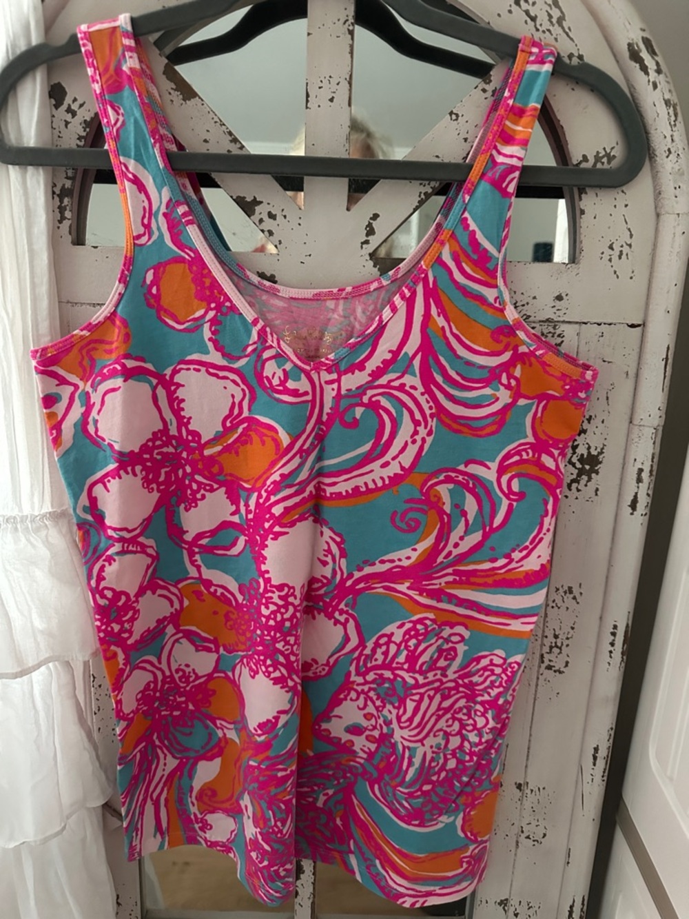 Lilly Pulitzer Pink Turquoise Orange Floral Tank Top